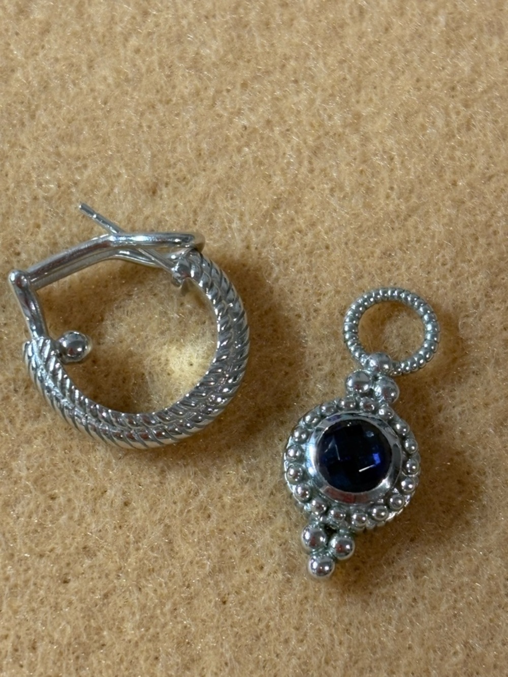 Judith Ripka Sterling Silver Earrings with Iolite stones